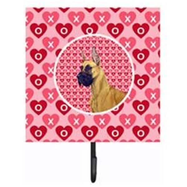 Jensendistributionservices 4.25 x 7 in. Great Dane Valentines Love and Hearts Leash Or Key Holder MI1713200 - main